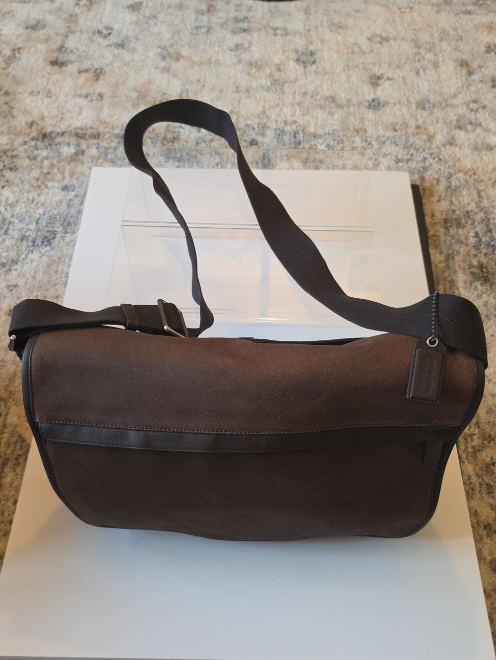 Coach Camden Dark Brown Leather Messenger Bag.